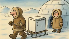 Dowcip: Eskimos wraca do igloo z zamrażarką