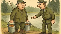 Dowcip: Przechodzi wędkarz przez las...