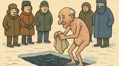 Dowcip: Siarczysty mróz, staruszek w przeręblu...