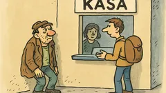 Dowcip: Stoi sobie pijaczek pod ścianą kasy...