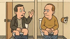 Dowcip: Dwóch facetów – rozmowa przez ścianę kabiny