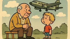 Dowcip: Jaś pyta dziadka o lot samolotem