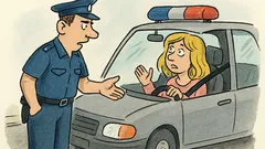 Dowcip: Policjant zatrzymuje blondynkę na drodze