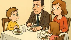 Anegdota: Rodzina siedzi przy stole, Jasiu pyta...