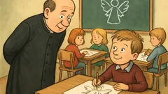 Dowcip: Ksiądz mówi dzieciom – narysujcie aniołka