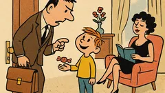 Anegdota: Facet wraca z delegacji i pyta syna...