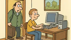 Anegdota: Wraca facet z delegacji, a tu syn...