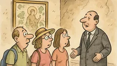 Dowcip: Turyści w muzeum patrzą na freski