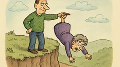 Dowcip: Facet trzyma teściową nad przepaścią