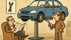 Anegdota: W warsztacie klient siedzi wygodnie...