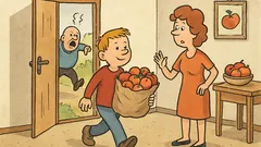 Dowcip: Jasio przynosi do domu jabłka