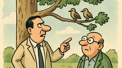 Dowcip: Dwóch znajomych o ptakach na drzewie