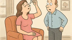 Dowcip: Żona zakrapla sobie oczy kroplami...